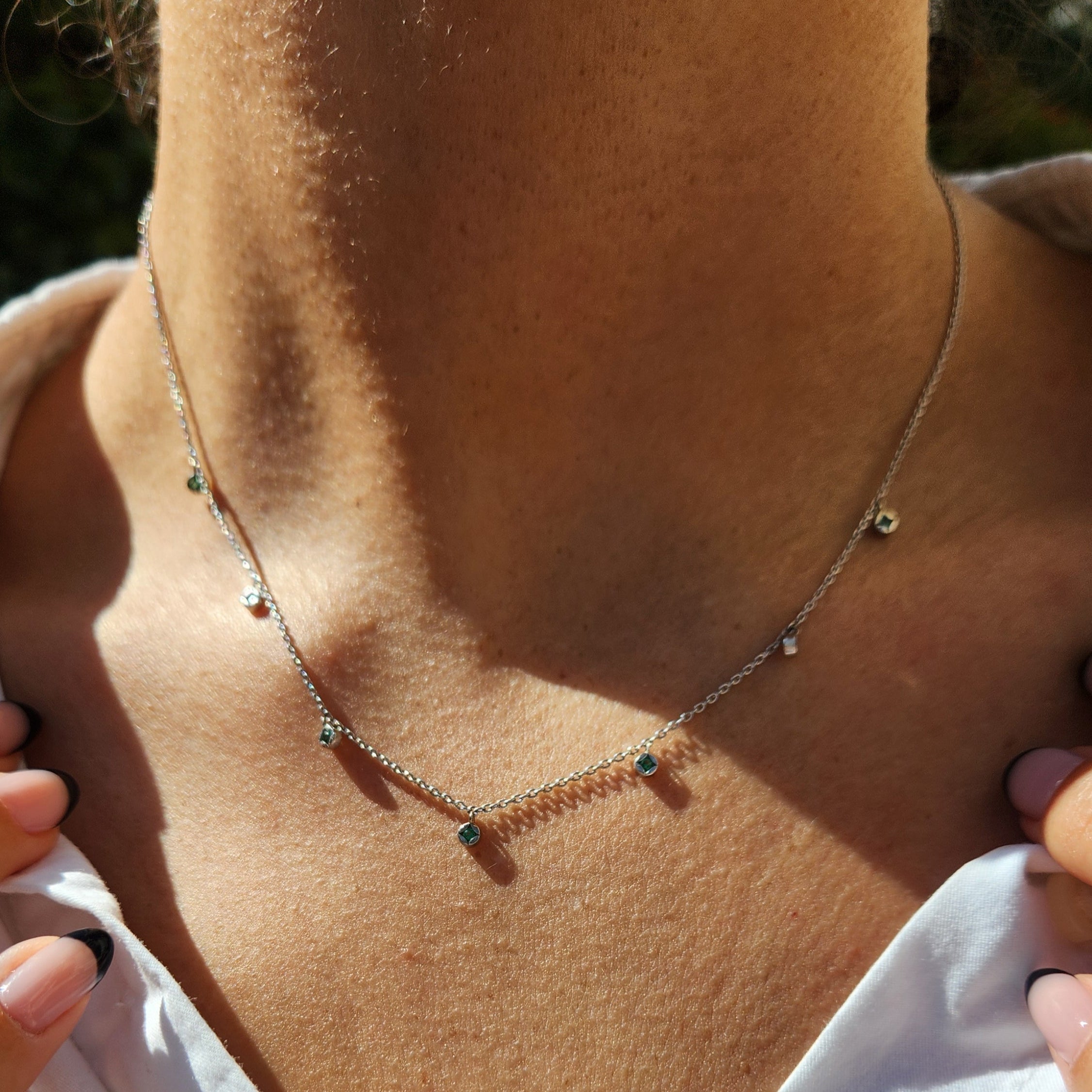 Emerald station necklace