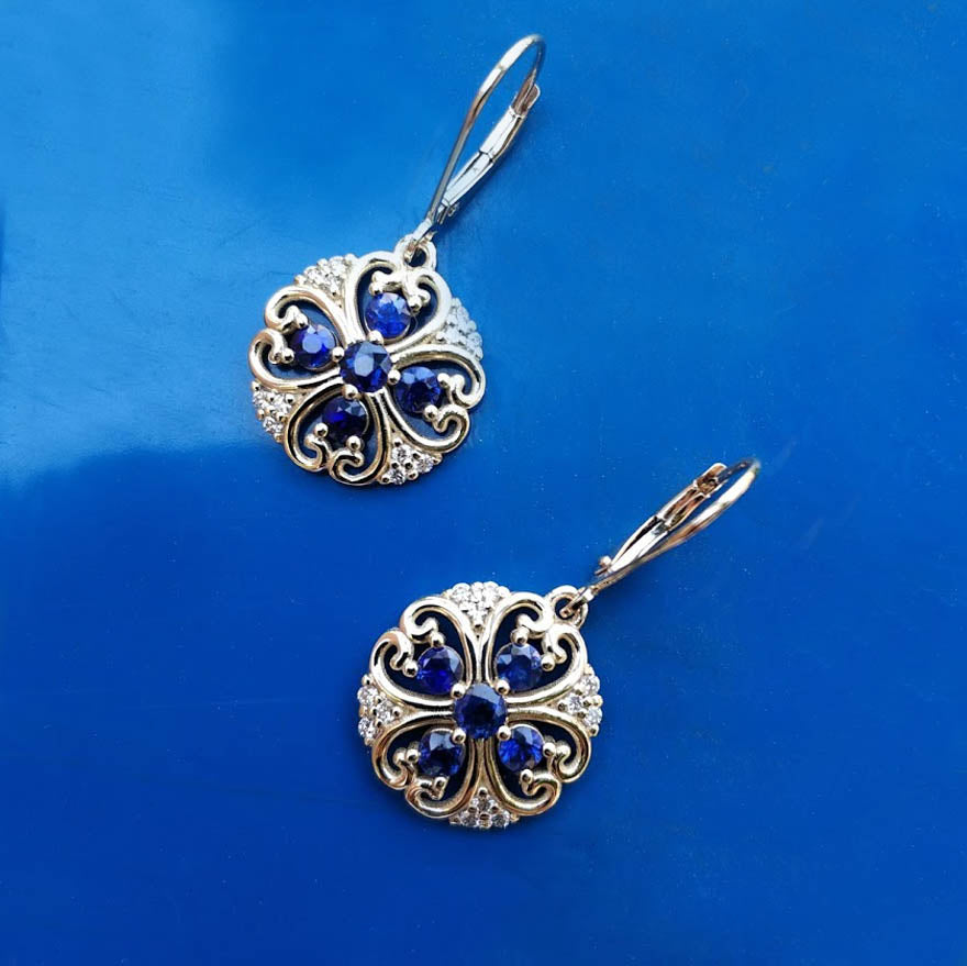Blue Sapphire diamond earrings