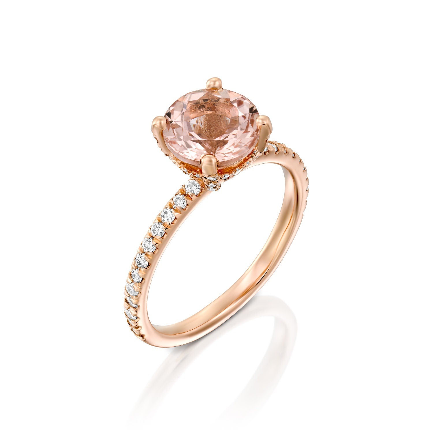 Morganite diamond engagement ring