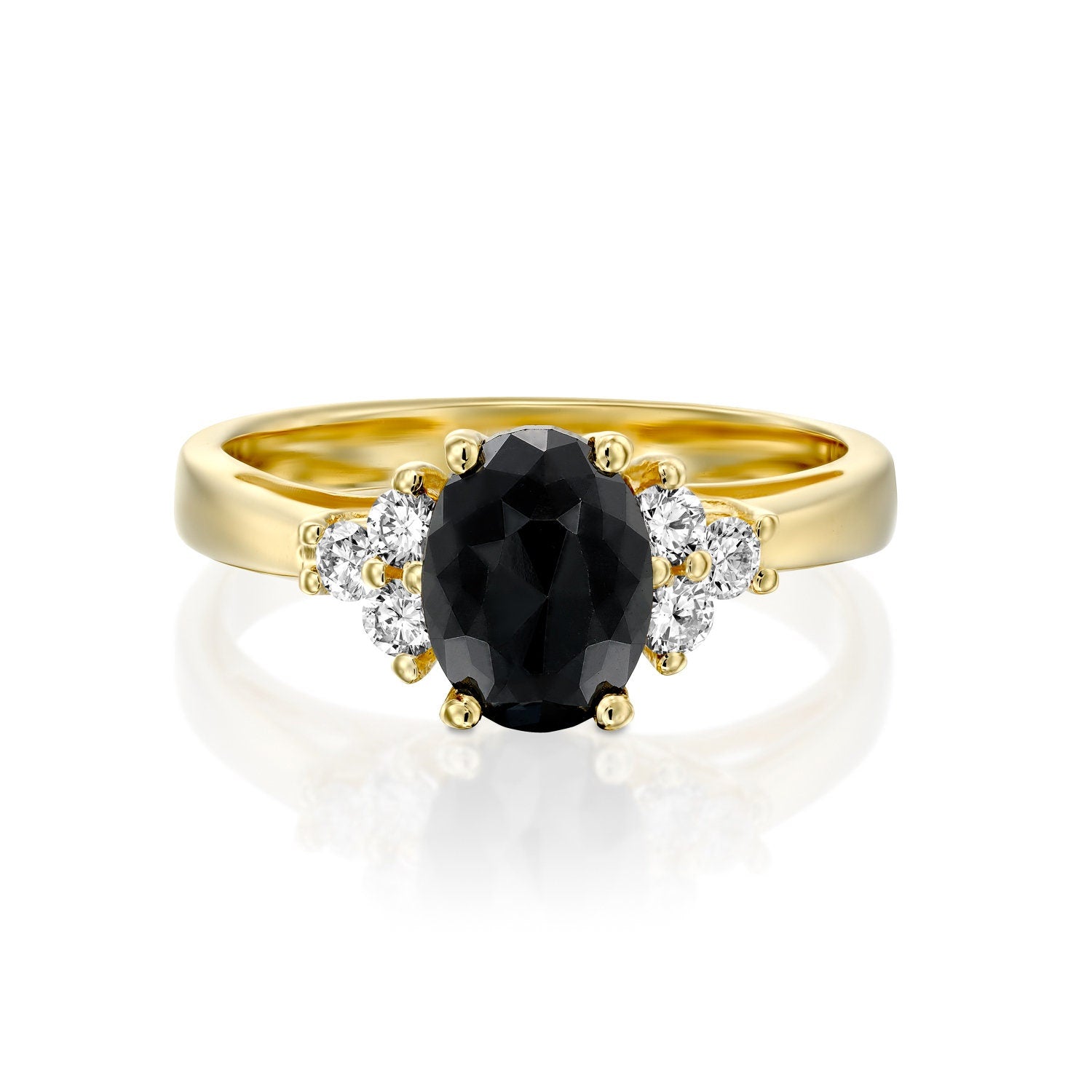 Black diamond three stone ring