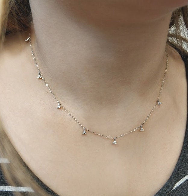 Diamond by the yard Station three stone Necklace