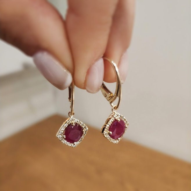 Ruby halo earrings