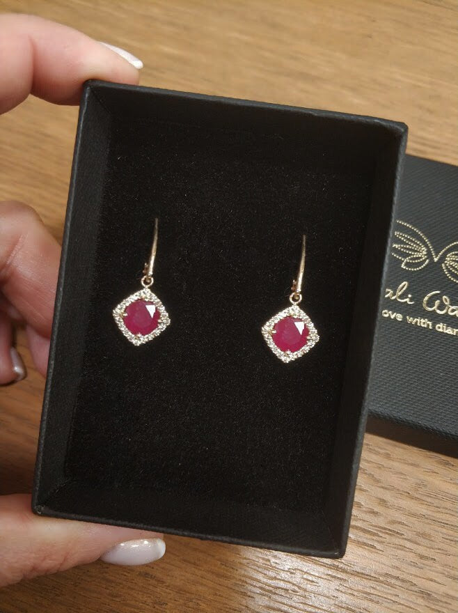 Ruby halo earrings