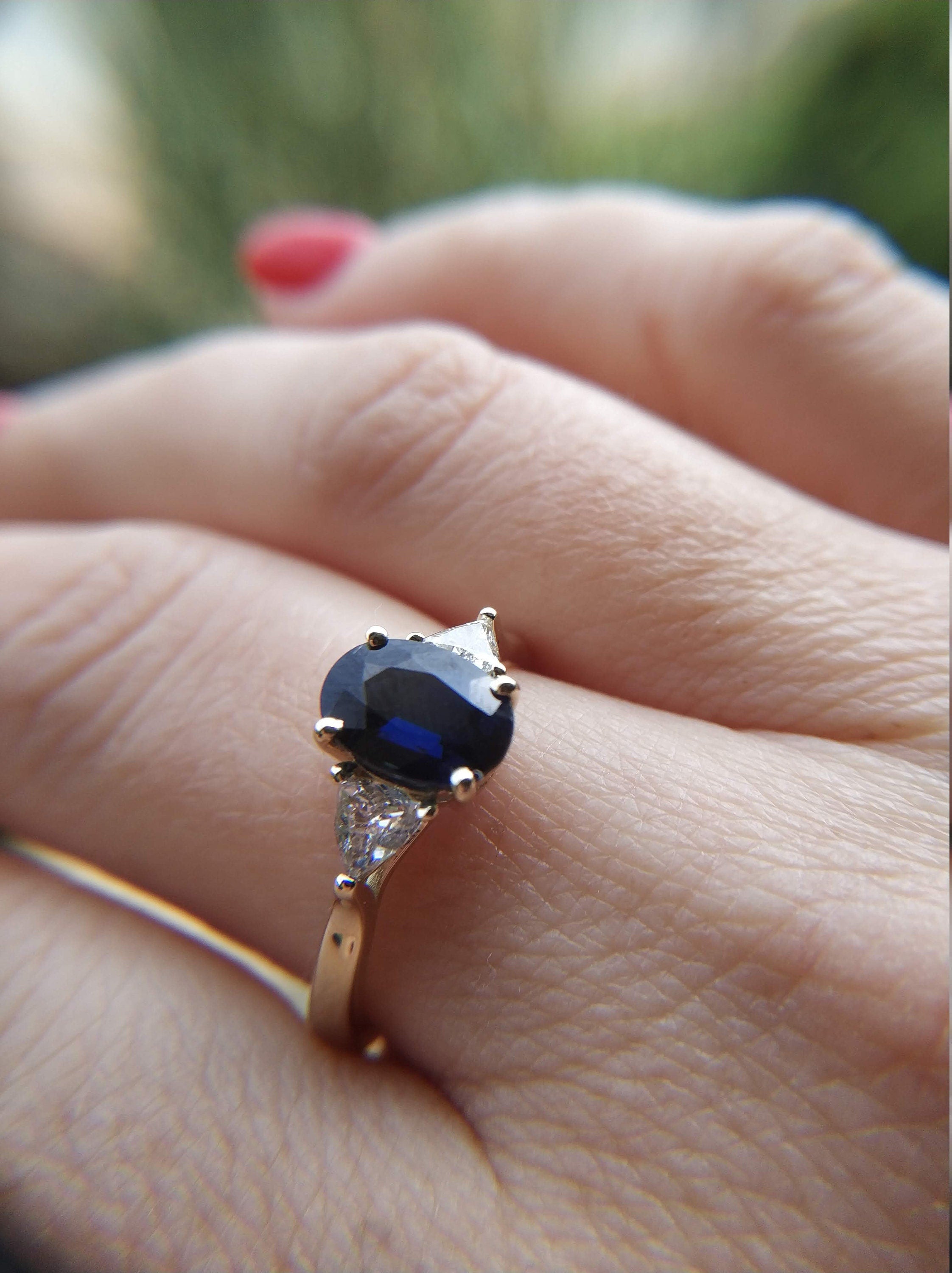 Sapphire and diamond engagement ring