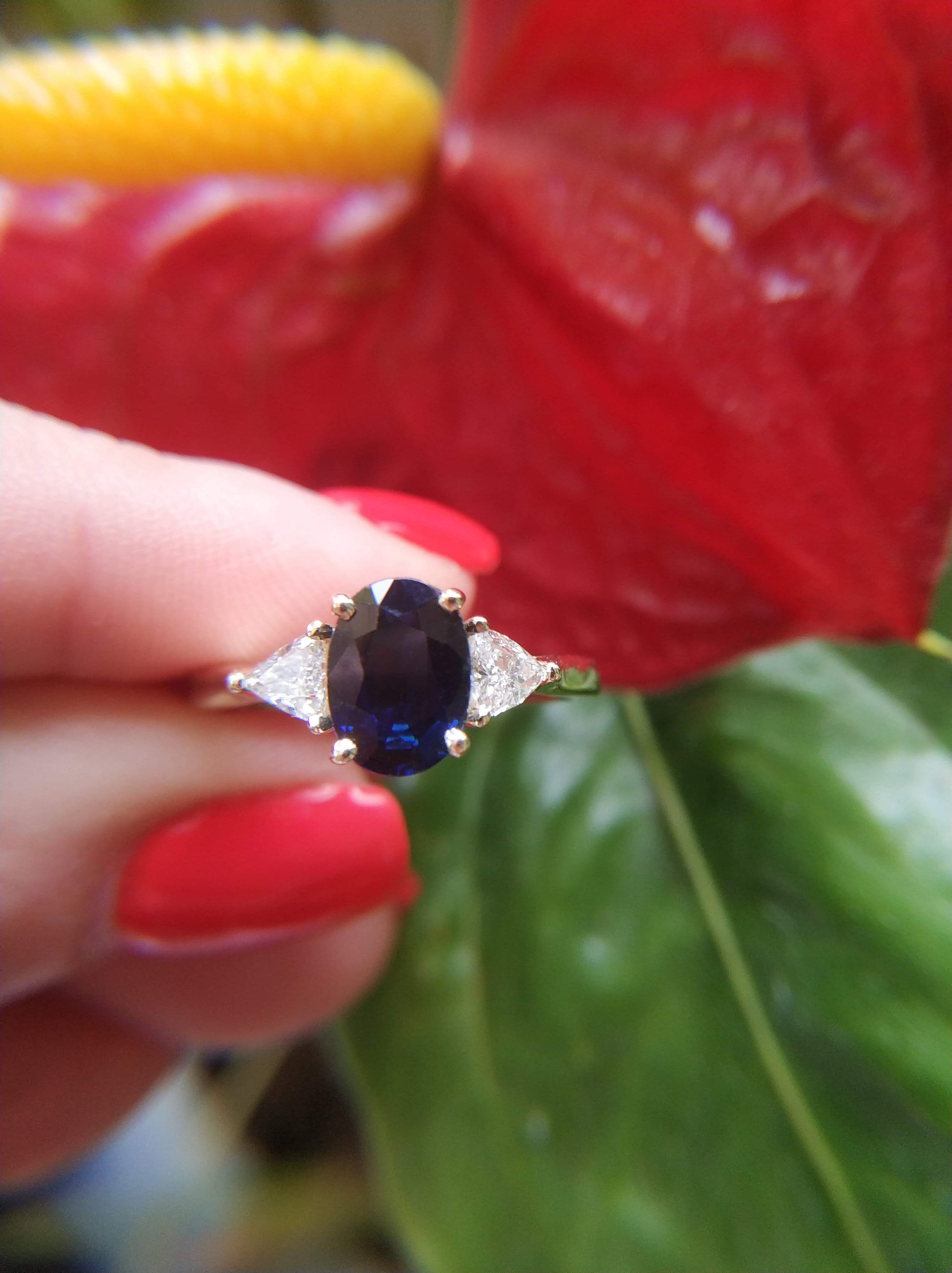 Sapphire and diamond engagement ring