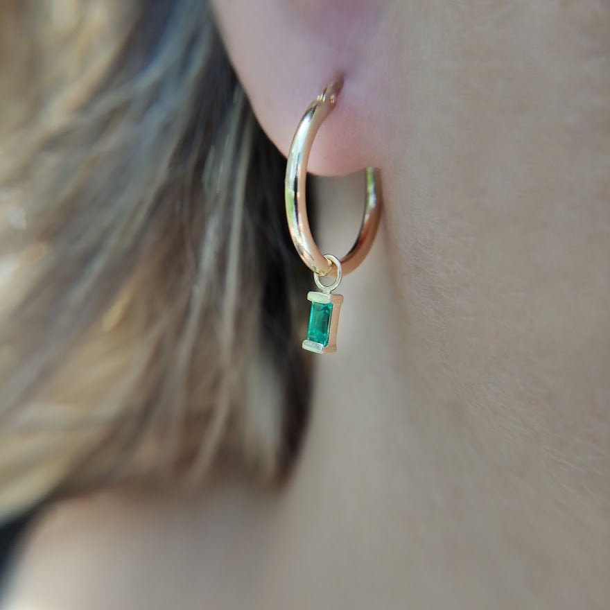 Emerald hoop earrings