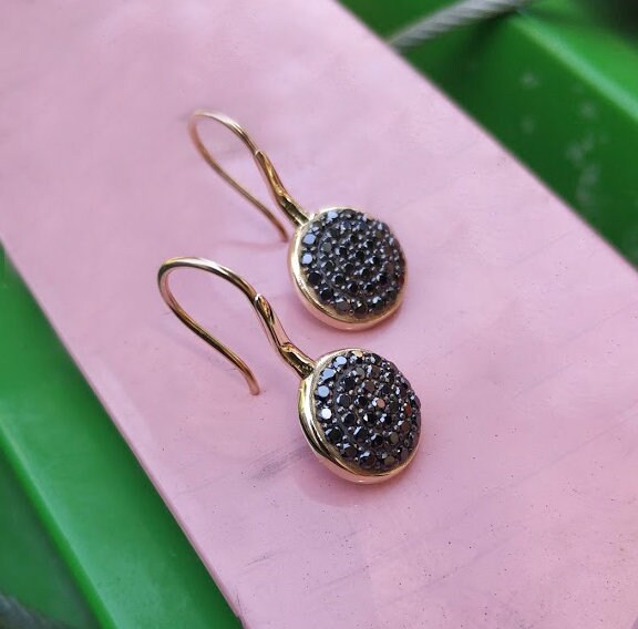 Black diamond dangle earring