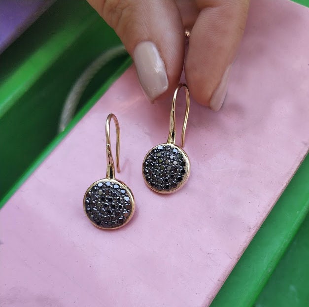 Black diamond dangling earring