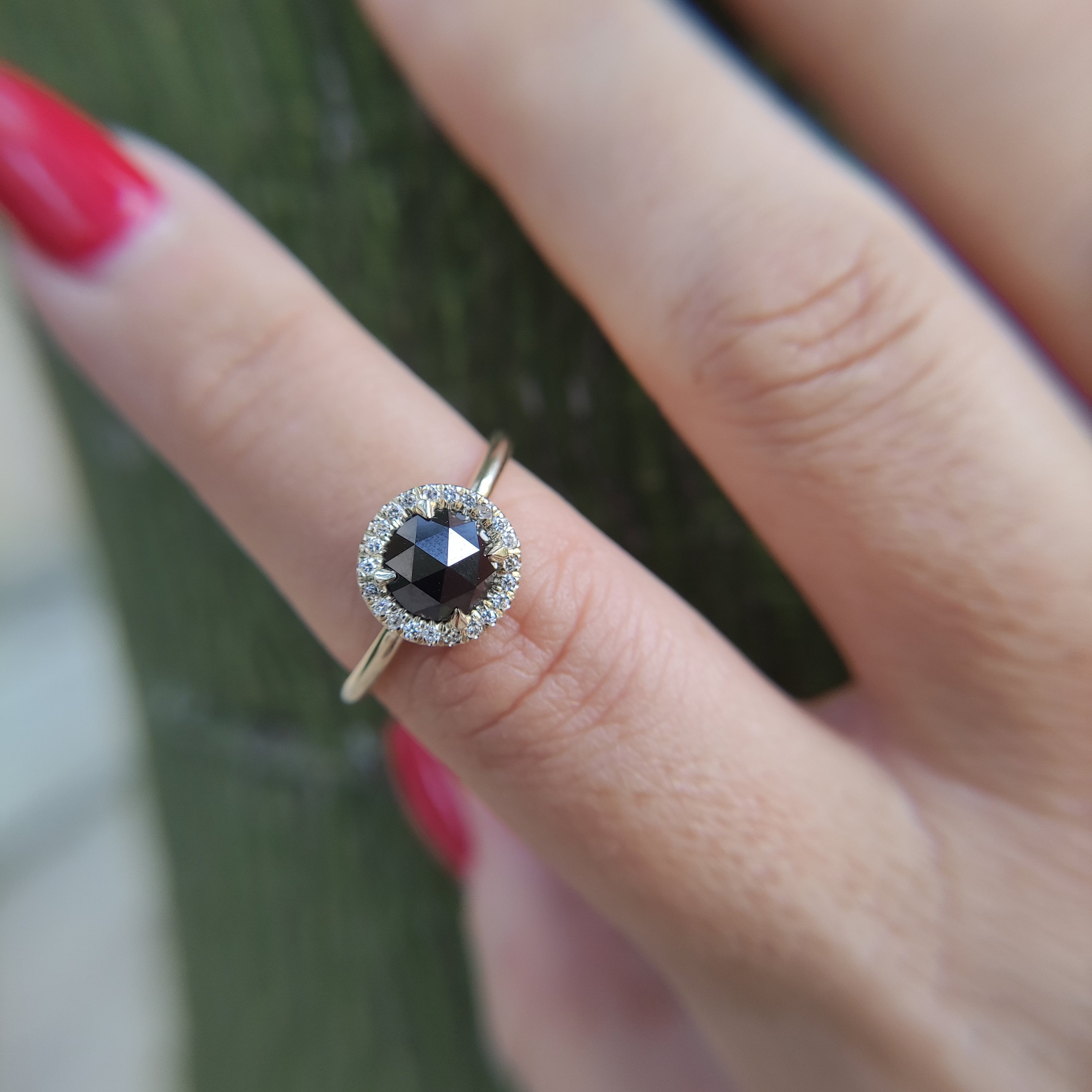 Natural Black diamond ring