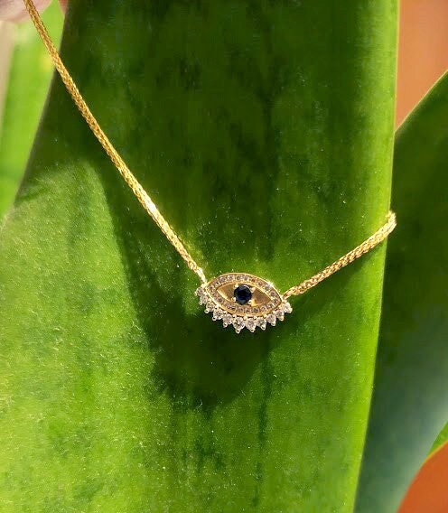 Evil eye 14K Gold diamond necklace