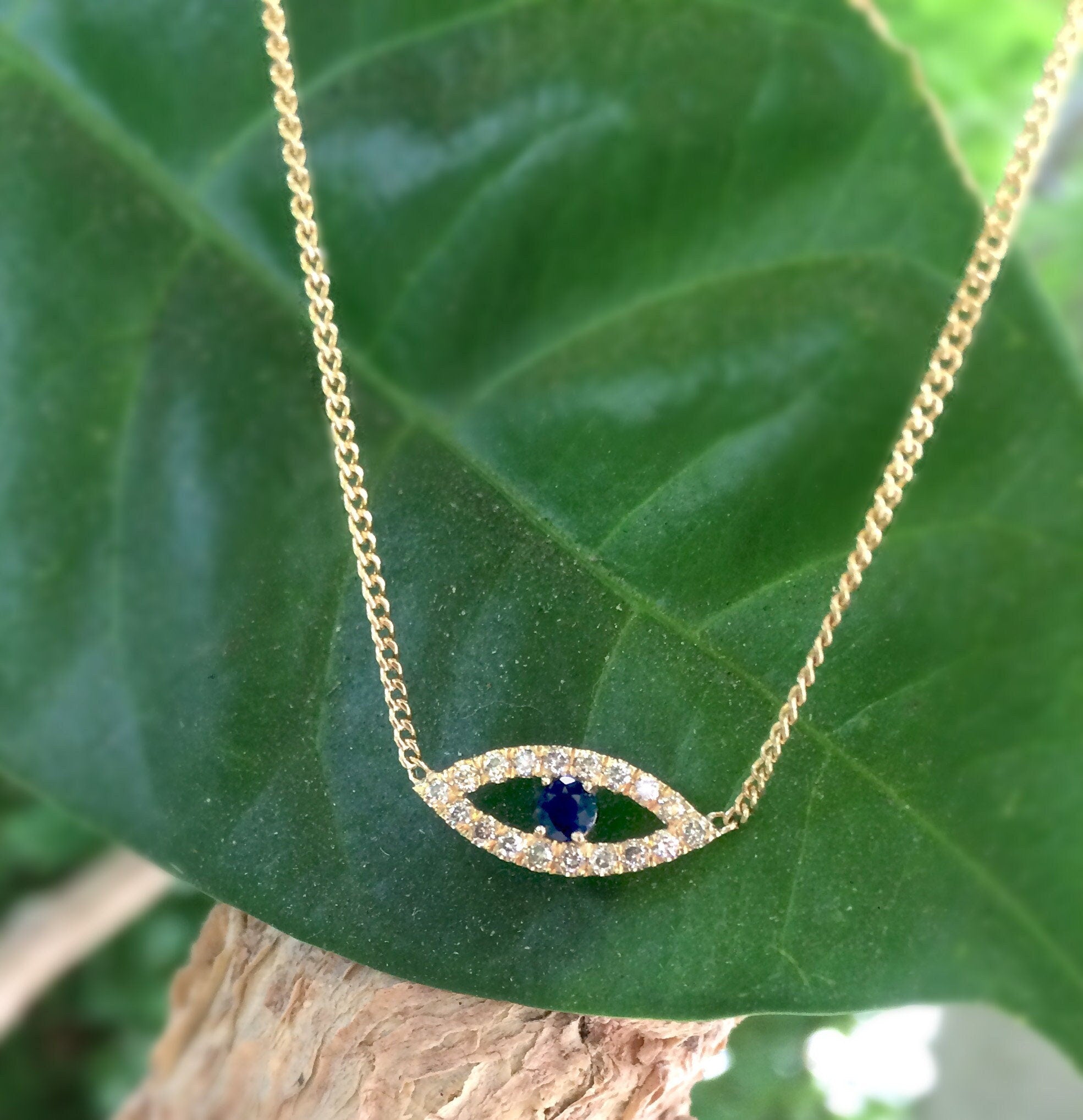 Evil Eye diamond & Sapphire necklace