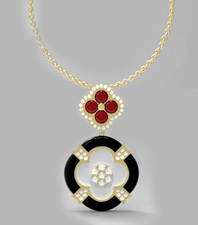 14K gold Ruby and Diamond necklace